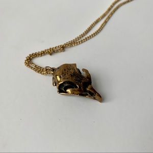 SOLD ⚠️ VINTAGE bird skull necklace crow raven